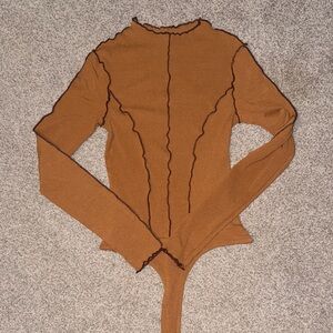 Brown Long Sleeve Women's bodysuit